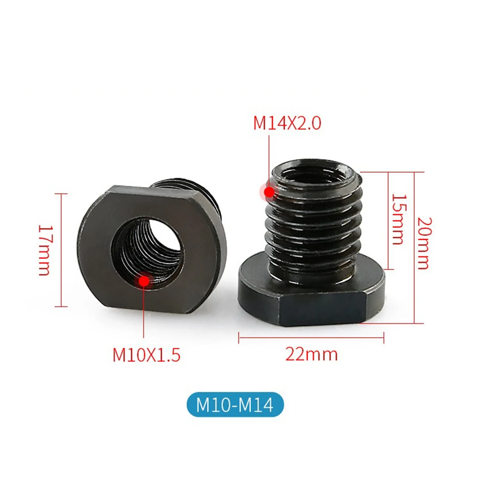 Adapter Black Steel 2pcs M10 to M14/M16 Thread Converter Connector Adapter for Angle Grinder Polishing and Cutting