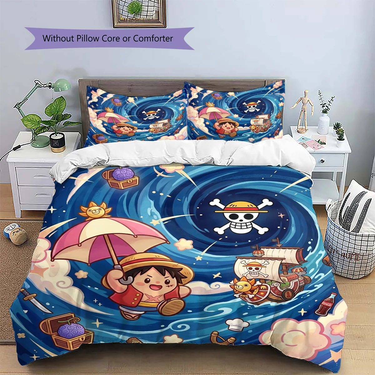 One Piece Luffy Patterned Pillowcase & Duvet Cover Set Bedroom Luxury Decor Anime Bedding Wonderful Lovers Gift.-TING