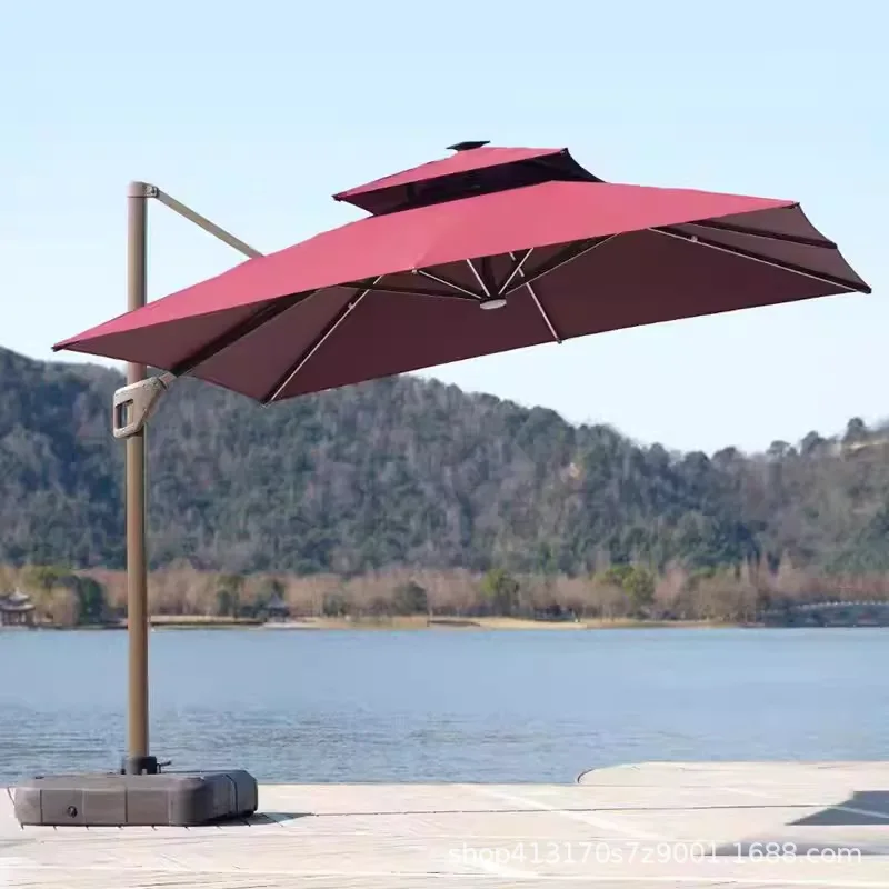 Factory Direct 2026 Outdoor Parasol Lamp Courtyard Umbrella Guard Pavilion Villa Solar Light Bar Terrace Garden Roman