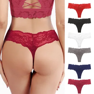 Ropa interior de encaje para mujer, Tanga de cintura baja, ahuecado, cómodo y Sexy