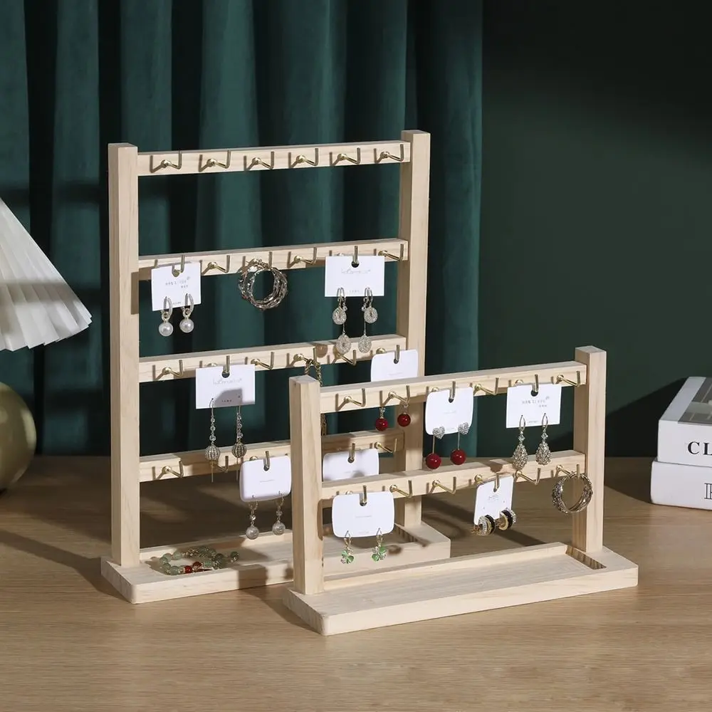 حامل عرض خشبي صلب لجمع المجوهرات ، حامل قلادات ، حامل سوار ، لوح مع خطافات ، عرض #2