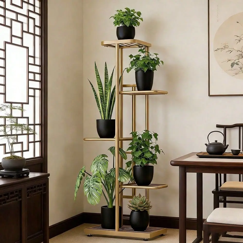 

5Tier Metal Plant Stand Versatile Indoor Outdoor Display Rack For Flower Pots, Modern Home Decor, And Gardening Storage.Perfect