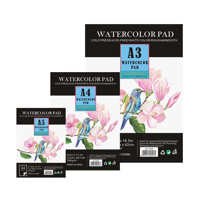 Watercolor Paper 24 Sheets 180g Travel Conveniently Watercolor Sketchbook Art Supplies Painting School Supplies