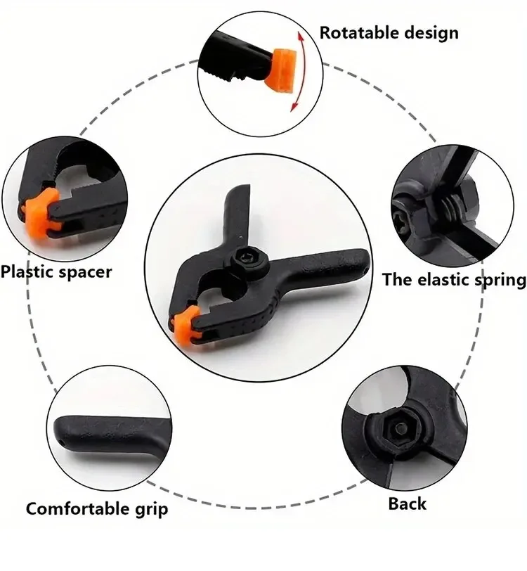 3inch A-shape Plastic Nylon Adjustable Woodworking Clamps for Spring Clip Photo Studio Background Clamp DIY Tools Pipe Clamp