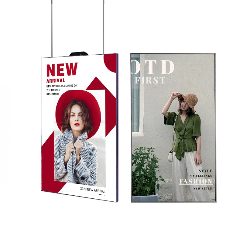 Hochwertiger Werbeplayer, 49 Zoll, digitale Beschilderung, 2500 Nits, hängender Seilwand für Walmart Supermarkt-Werbedisplay