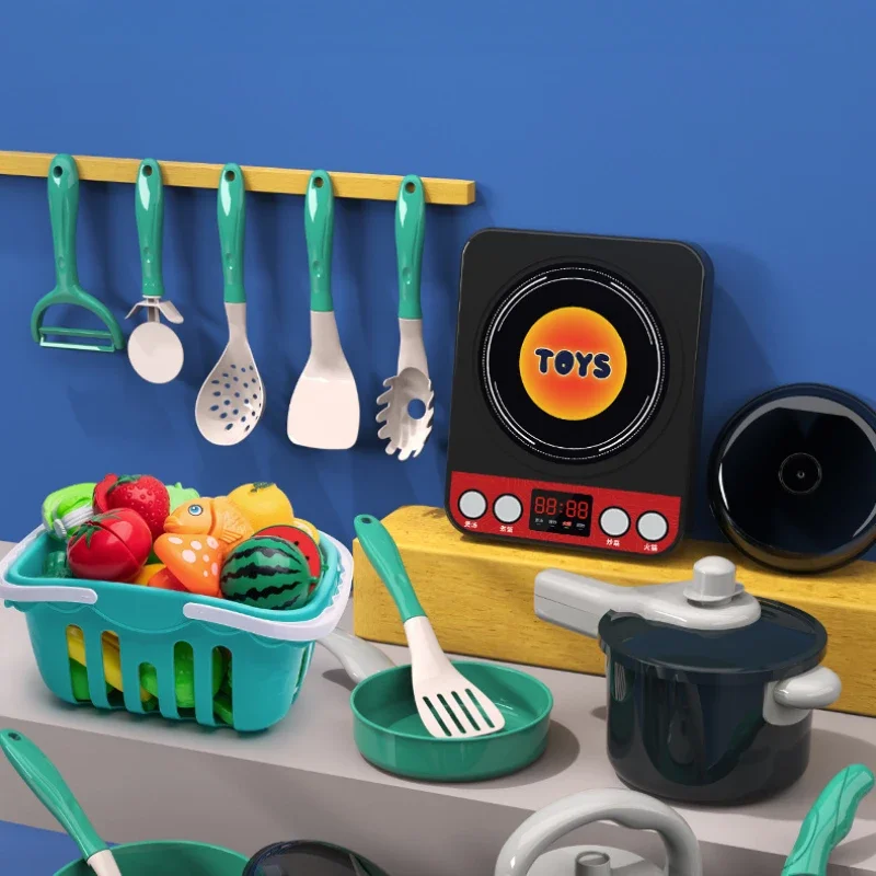 Simulation Kitchenette Toy Cooking F2 Set, Coupe de fruits, Cuisine itude, Cuisinière à induction, Maison de jeu pour fille, Cadeau