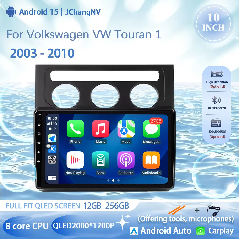 

Android 15 Carplay Multimedia Player GPS Stereo DSP Car Radio For Volkswagen VW Touran 1 2003 2004 2005 2006 2007 2008 2009 2010