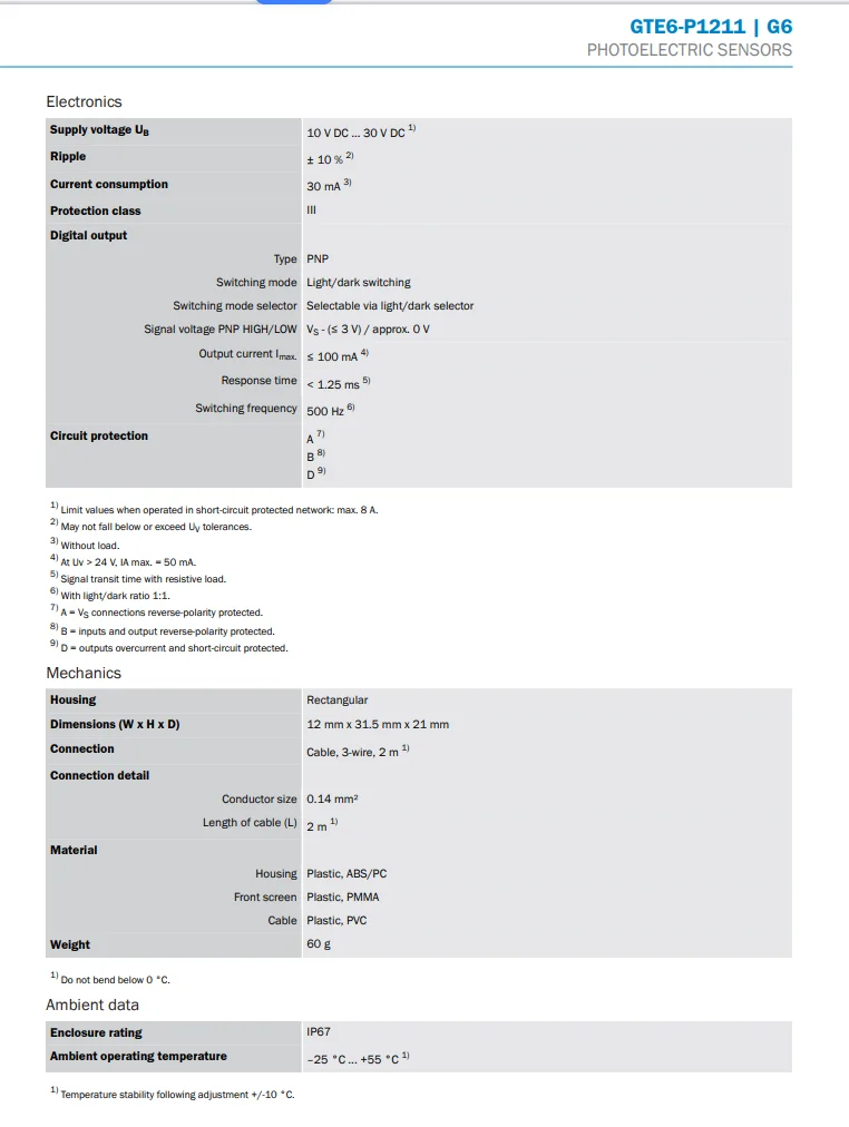 مستشعر كهروضوئي منتشر أصلي مريض Gte6-P1211 رقم الطلب 1050712 مستشعر القرب الكهروضوئي العلامة التجارية الجديدة