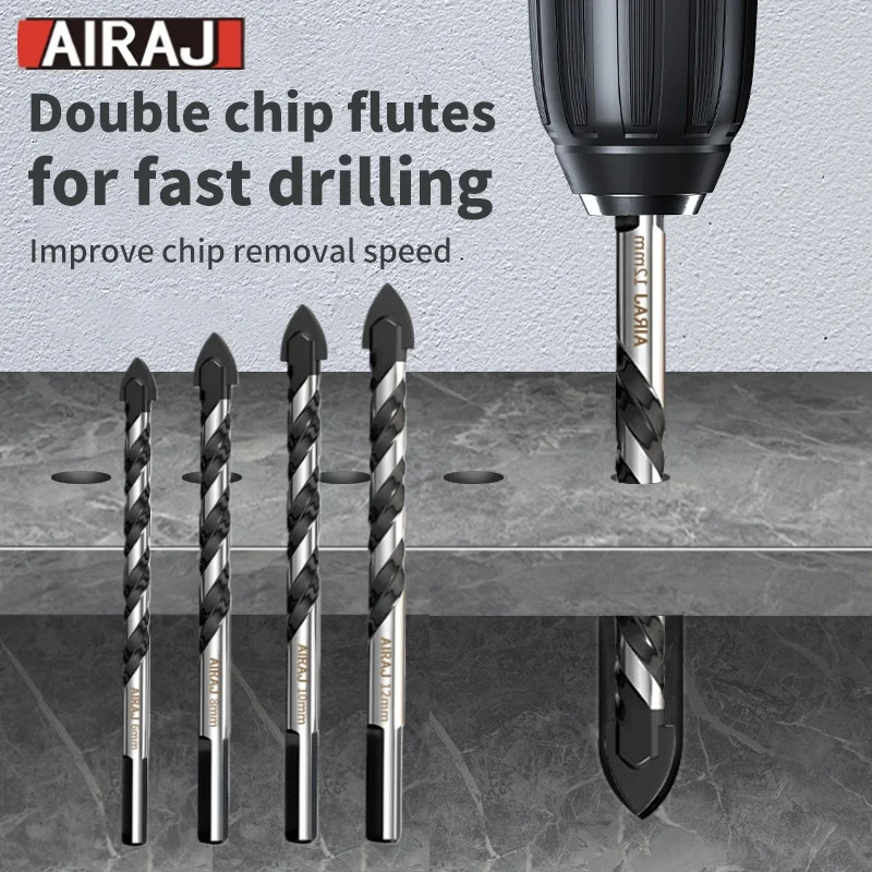 6-12mm Triangular Drill Bit Perforating Glass Multifunctional Alloy Drill Ceramic Concrete Brick Punching Hole Saw Metal Drill