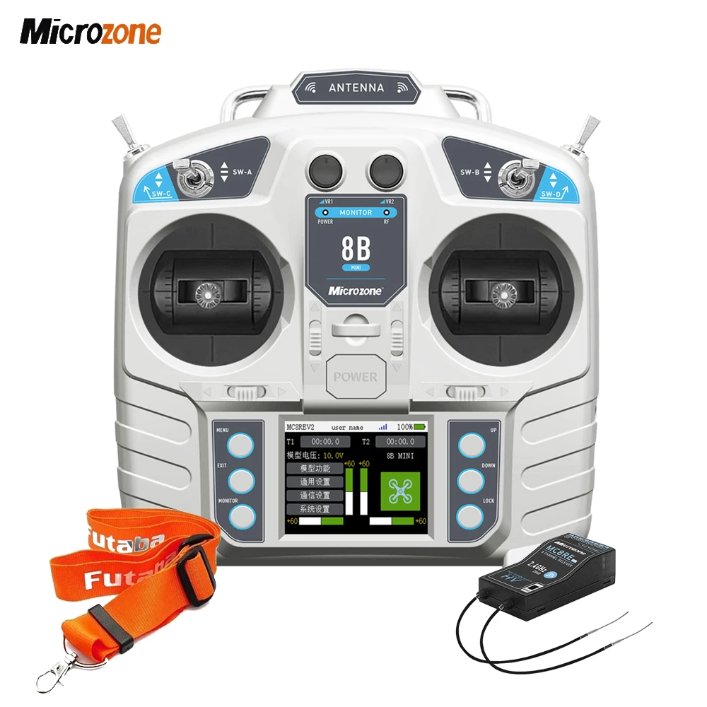 Microzone 8B-mini 8B mini 2.4Ghz 8Ch 2S S-FHSS Remote Control MC8RE-V2 PWM/SubS Receiver For RC Drone Aircraft Car Ship Parts