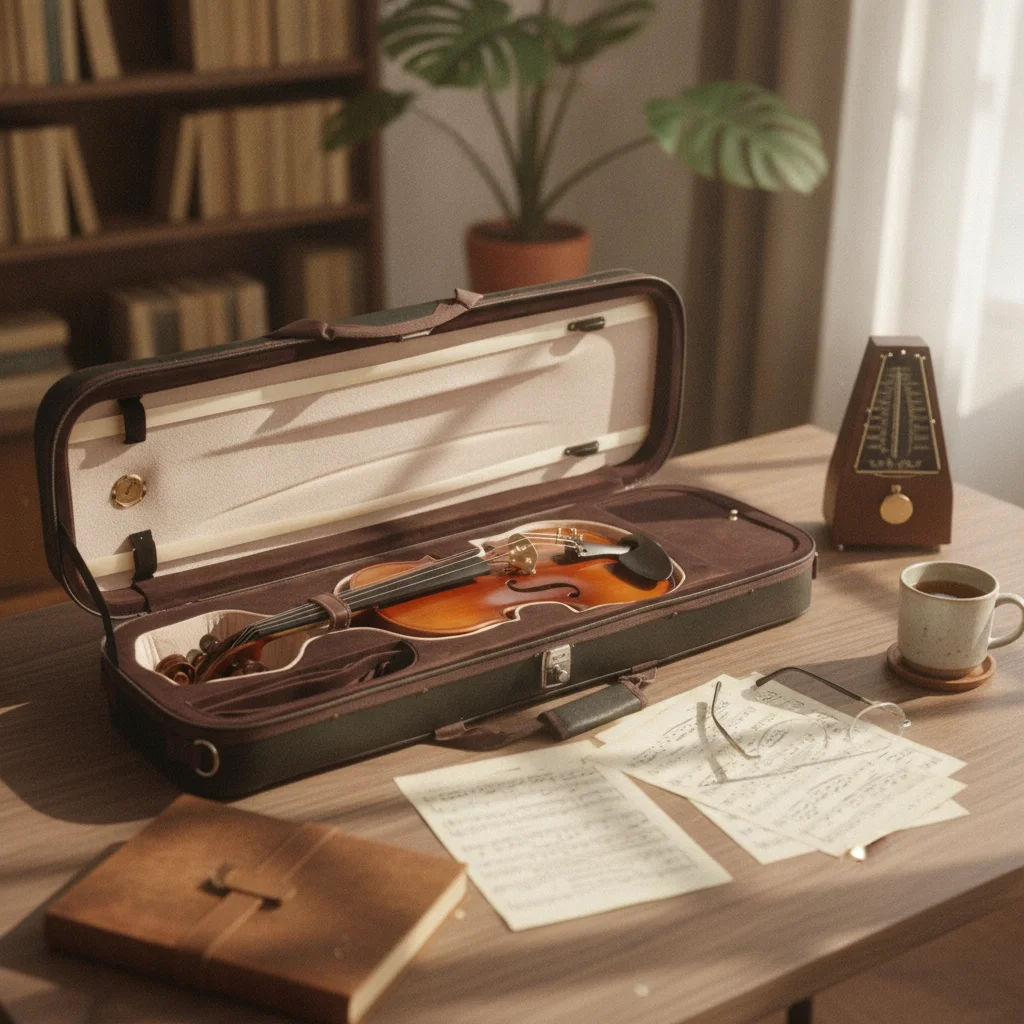 Violin Case Hard Shell Violin Case with Humidity Meter Hygrometer Padded Portable for Violinists, Travel, Music School
