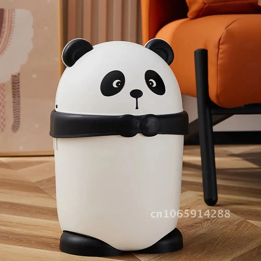Picture 7: Panda Trash Can Bathroom With Lid Garbage Plastic Room Bin for Tin Small Office Car