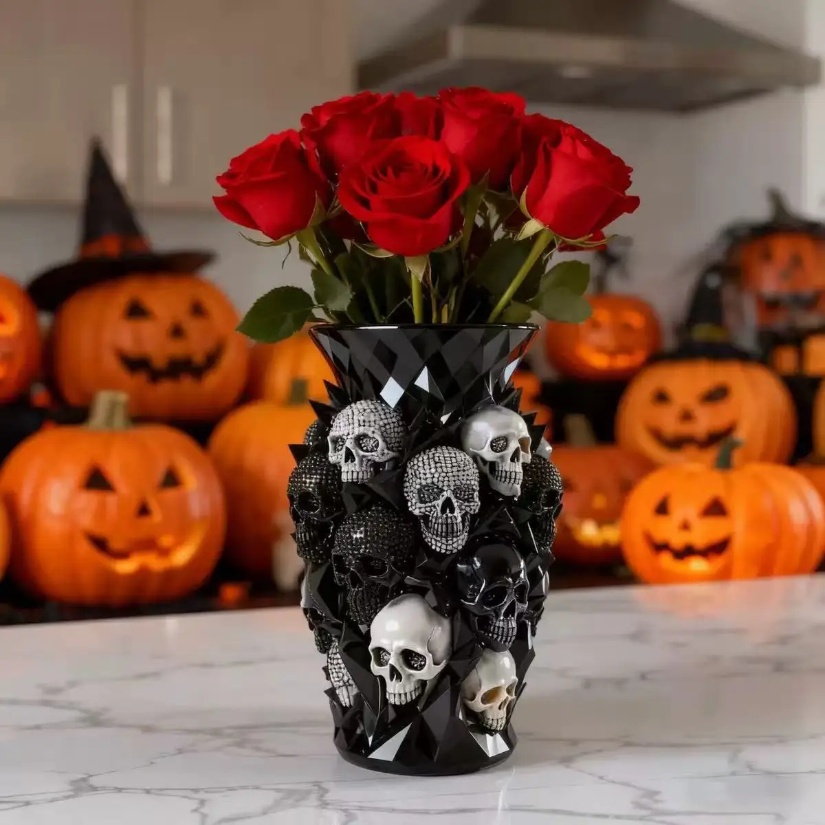 New Halloween Skull ornament Resin Crafts Creative Ornament Skull Vase Decoration view 3