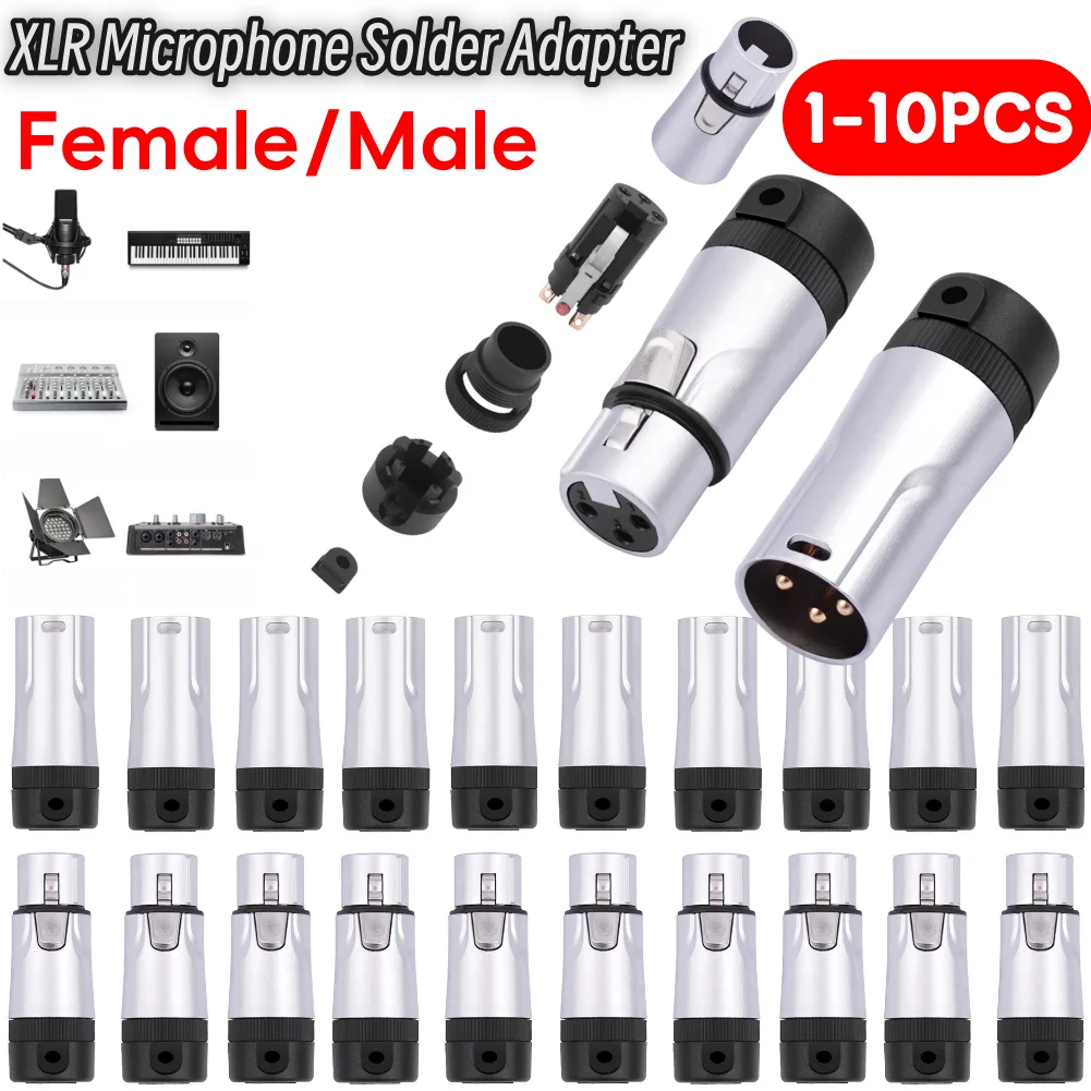 1-5PCS Adaptador de soldadura de micrófono XLR compacto macho/hembra 90 ° Enchufe derecho de 3 pines XLR Audio micrófono DMX enchufe Jack