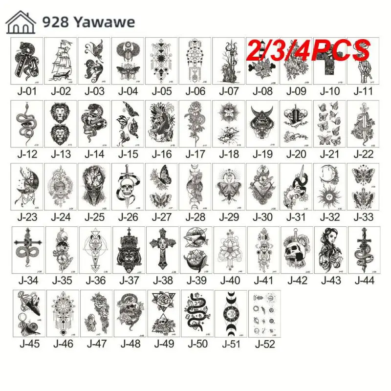 2/3/4PCS Tattoo Stickers Easy To Clean Rich Styles Cartoon Tiger Face Arm Water Transfer Tattood Girl