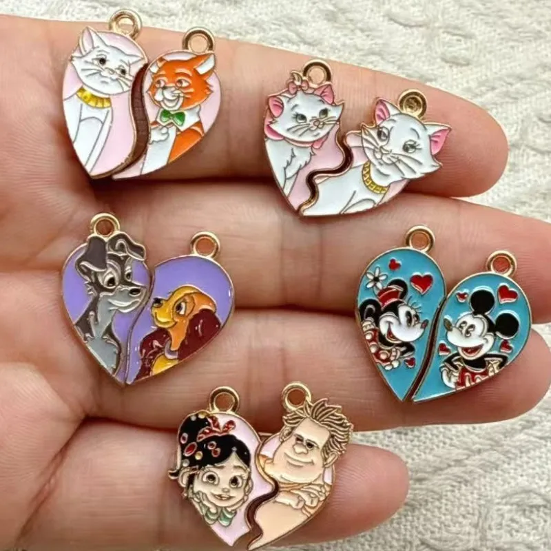 

Miniso Mickey Minnie Marie Cat Stray Dog DIY Jewelry Accessories Alloy Pendant Keychain Earrings Bag Pendant