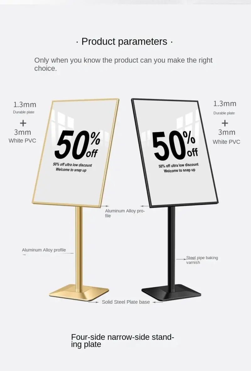 1Pc Floor Vertical Type Metal Windproof Poster Menu Display Stand Mall Promotion Billboard Advertising Publicize Sign Stand