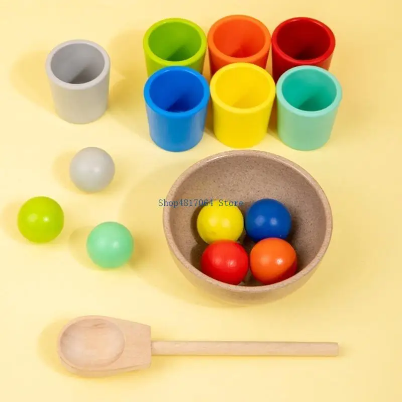 T3LB Color Sorting Cups & Ball Puzzle Toy Toddlers Hand Skill Activity Toy