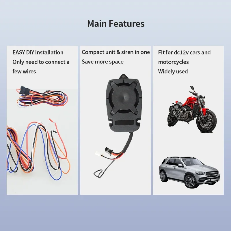 EASYGUARD Alarm Mobil Universal/Alarm Sepeda Motor Dc 12v Instalasi DIY Temuan Mobil