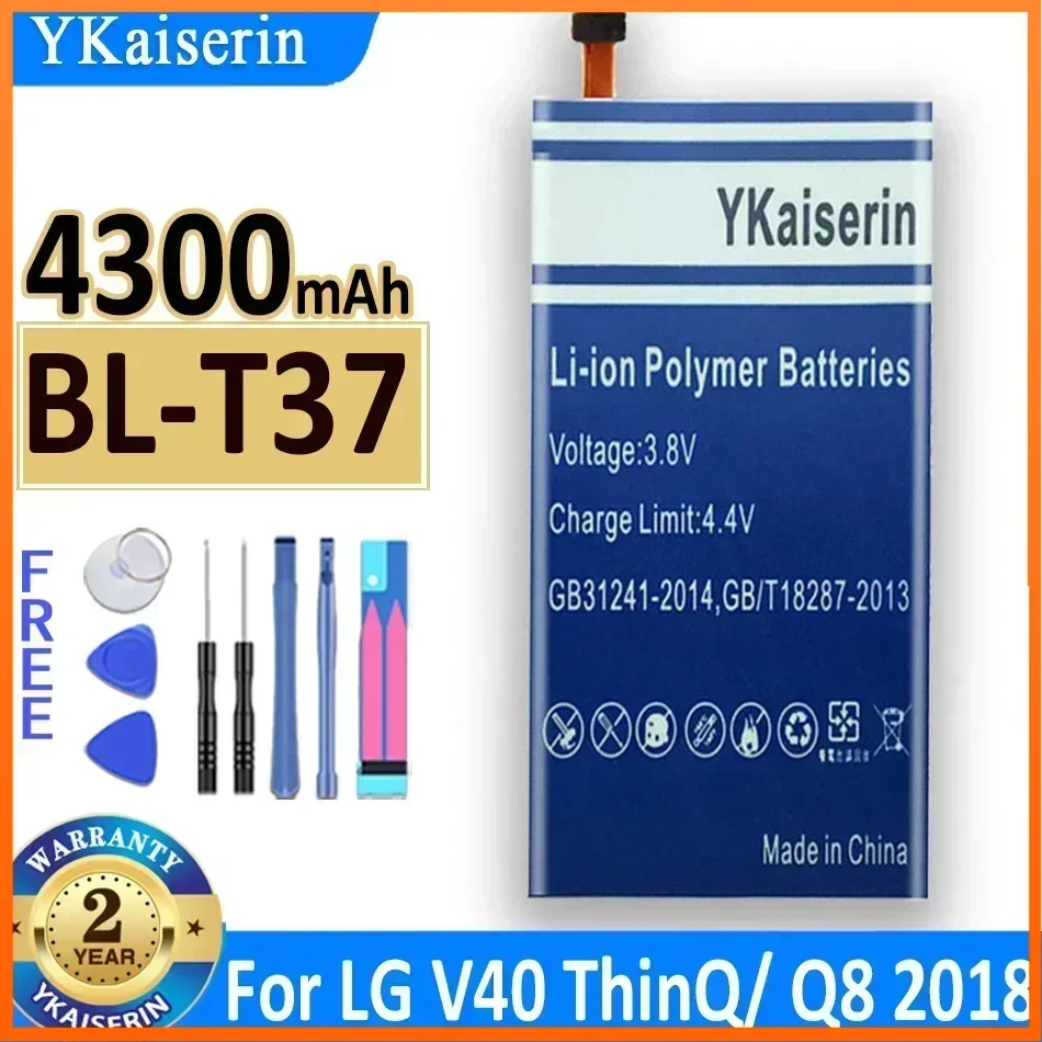 4300mAh YKaiserin BL-T37 Battery  for LG V40 ThinQ Q710 Q8 2018 Version Q815L High Capacity Batterie Bateria Free Tool Warranty