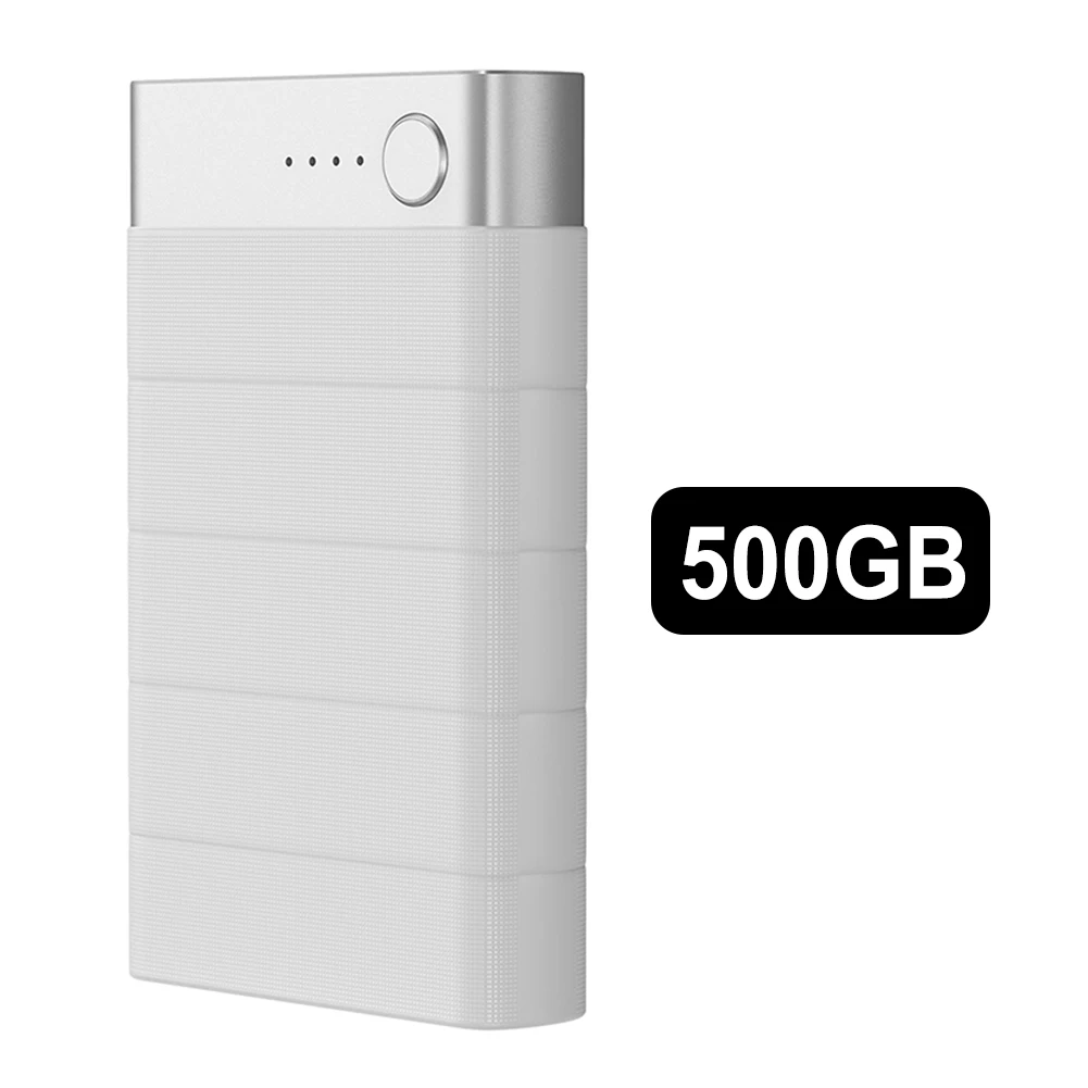 محرك الأقراص الصلبة الخارجي 500G 1TB Photo Stick 5000mAh قوة البنك المحمولة محرك الأقراص الصلبة الخارجية جهاز تخزين محمول لنظام أندرويد