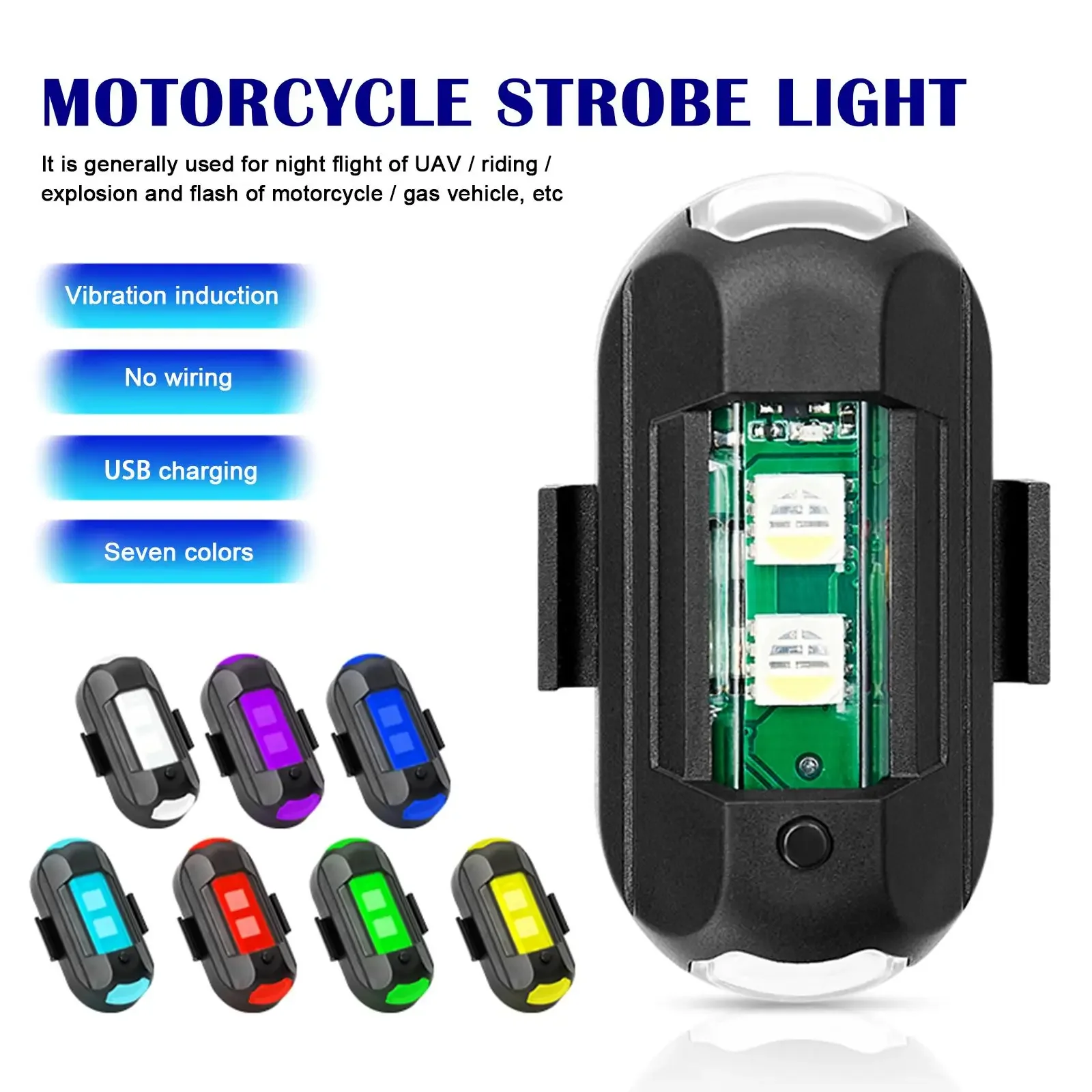 7 Colors Drone Strobe Light USB LED Anti-Collision Bike Tail /Model Aircraft Night Flying Mini Signal Flashing Warning Light