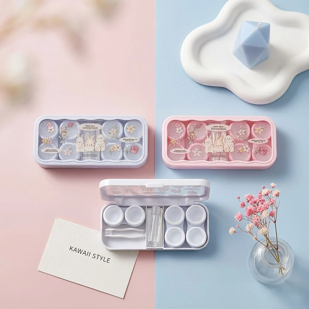 Multi-slot Contact Lens Case Portable 3-Layer Mirror Case for Cosmetic Lenses Colorful Pupil Case Organizer Travel Accessories