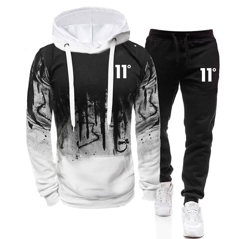 

2026 Casual Fashion High-Quality Universal Jogging Hoodies and Pants - Ink-Splash Comfortable Daily Sports Simple Hooded Set