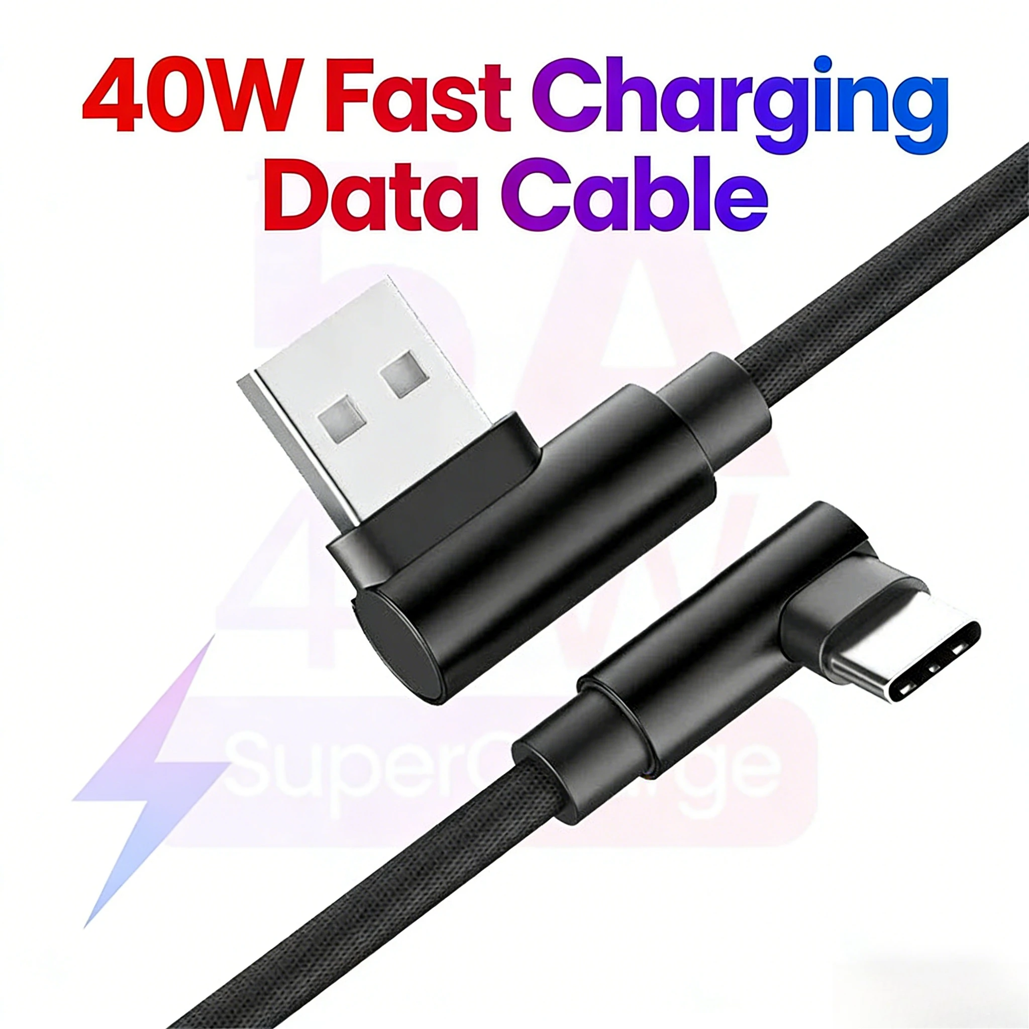 

40W 5A Fast Charging 90 Degree USB Type C Data Cord Angled Charger Wire for Mobile Phone Universal Fast Charging Sync Data Cable