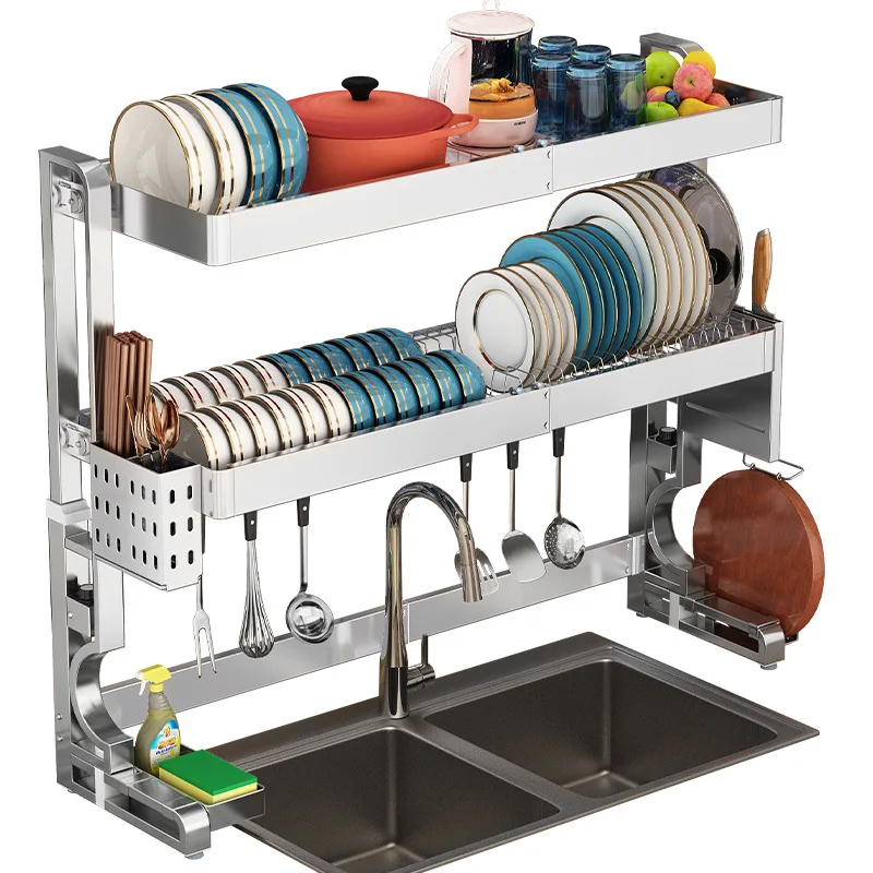 

304 stainless steel installation-free kitchen rack folding drain rack dishes household storage sink rack storage