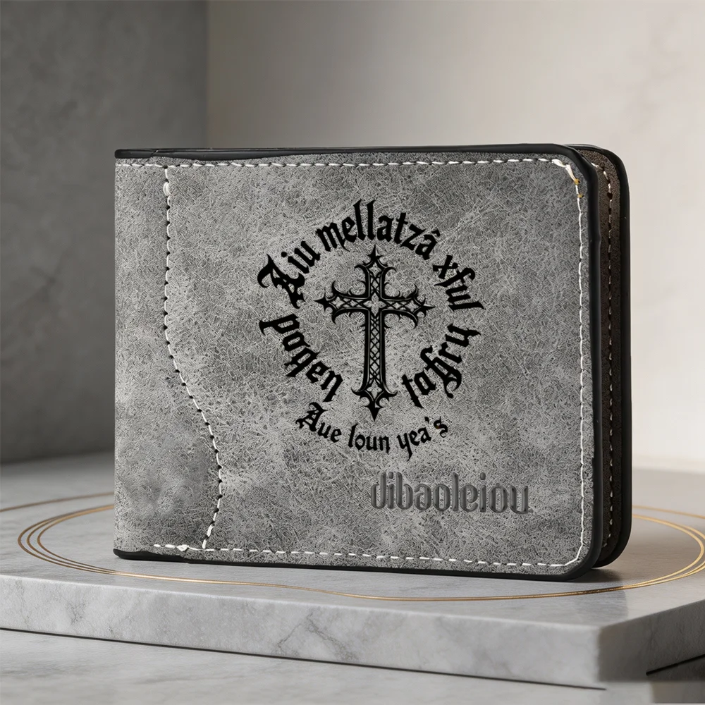 Men's Fashionable Minimalist Short Wallet Personalized PU Leather Design Compact Card Holder for Men