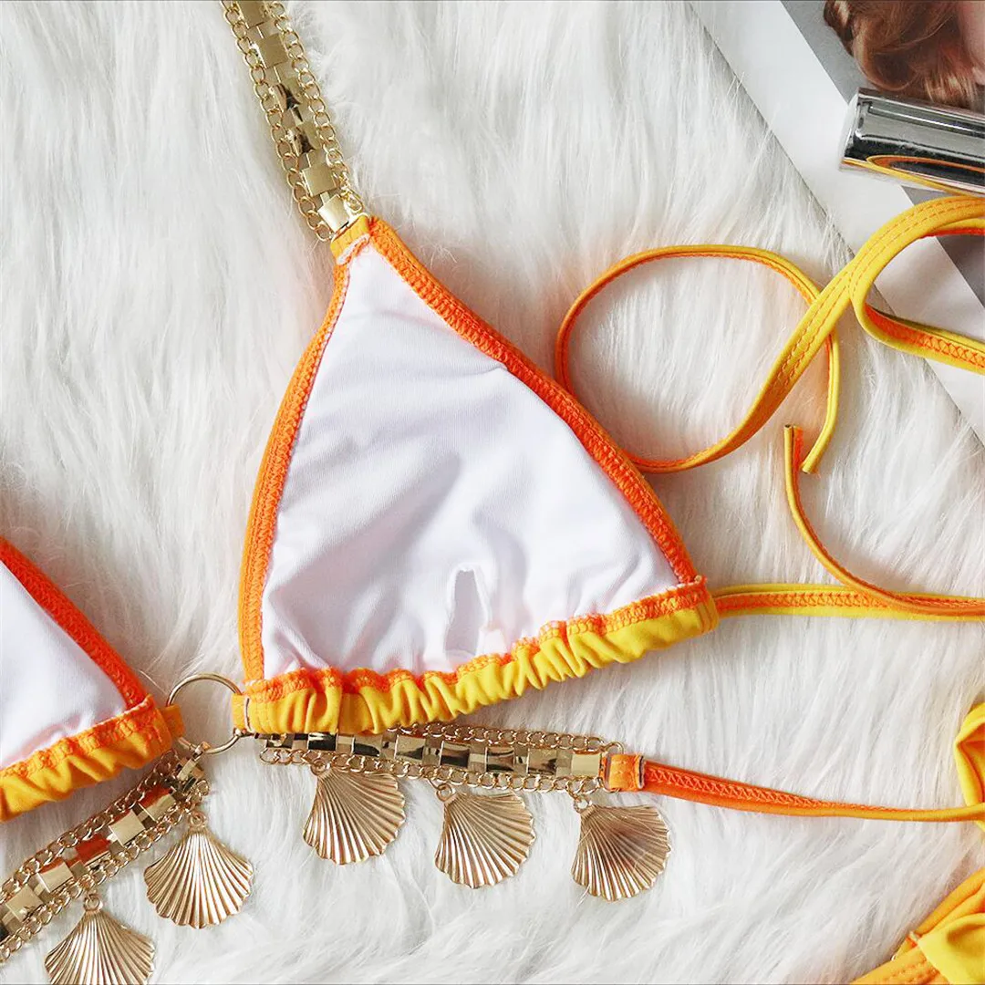 Metallgehäuse-Strass-Bikini, zweiteiliger Damen-Badeanzug, Damen-Badebekleidung, Scrunch-Butt-Badeanzug, Badeanzug V3184O – Detail 39