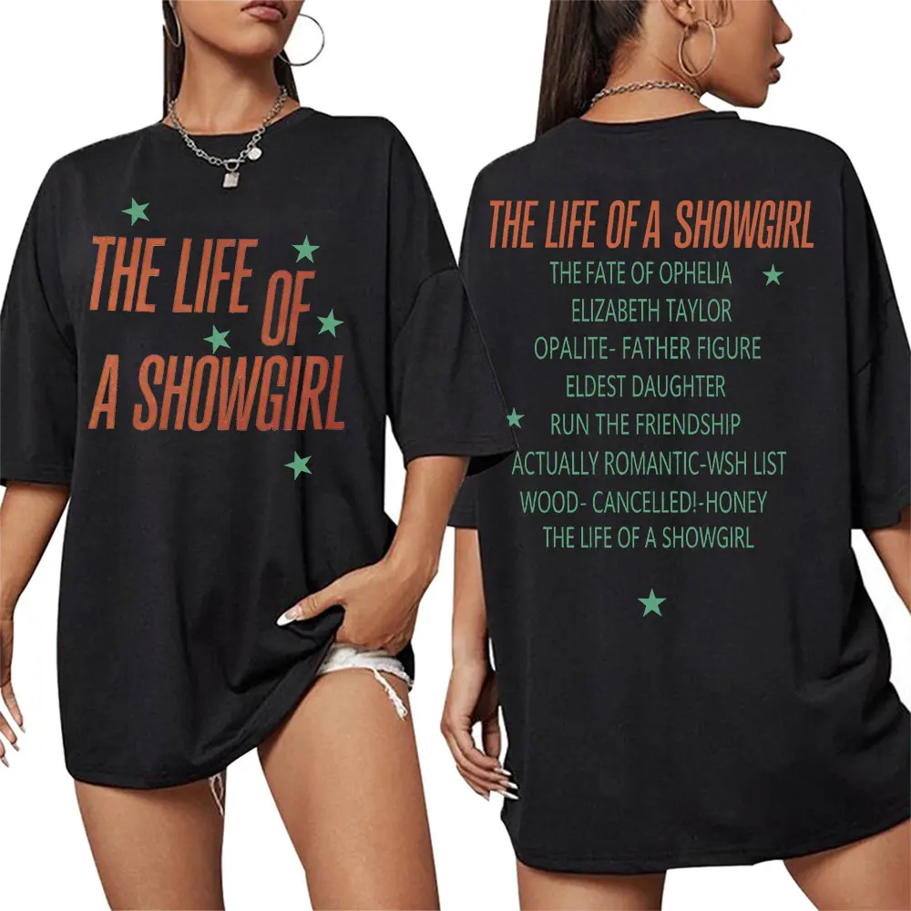 

TS The Life of A Showgirl Album 2025 Print T-Shirt Men Women Vintage Aesthetic High Quality T Shirt Casual Oversized Cotton Tees