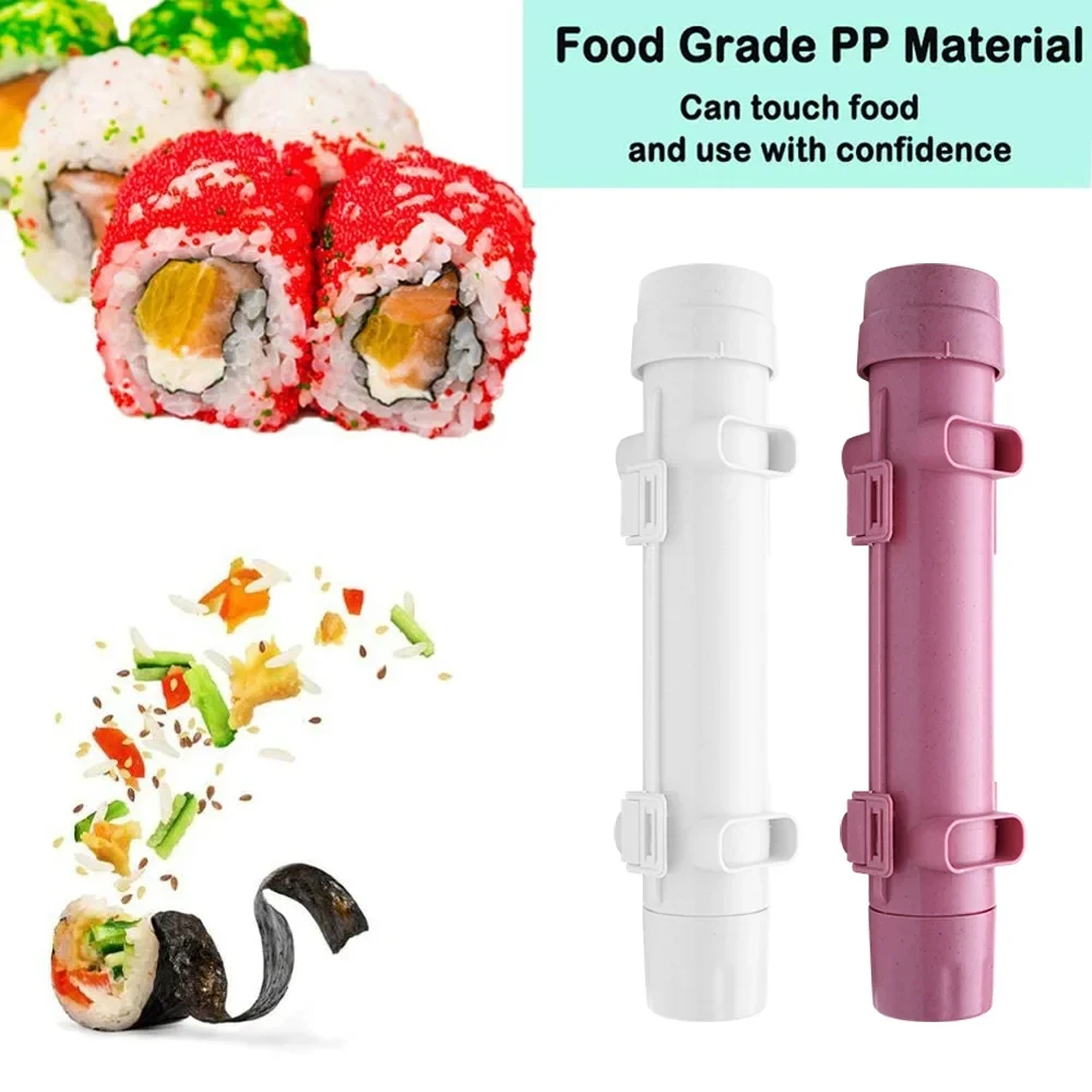 Sushi Maker Set Machine Sushi Mold Bazooka Roller Kit Vegetable Meat Rolling bamboo mat DIY Rice and Vegetable Roll Sushi Mold S