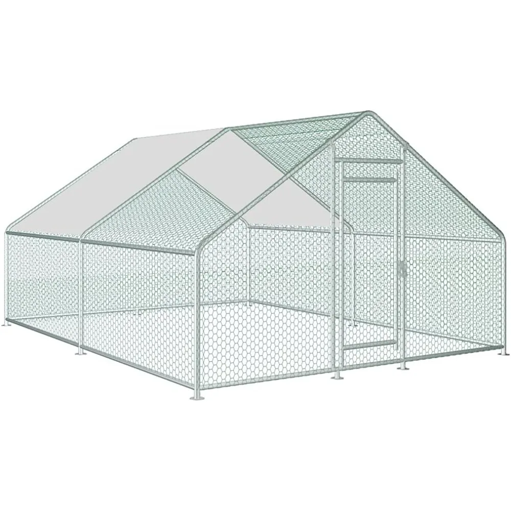

Large Metal Chicken Coop with Waterproof Cover Durable Poultry Cage for Backyard and Farm Walk-in Chicken Run Hen House(13.1'L x