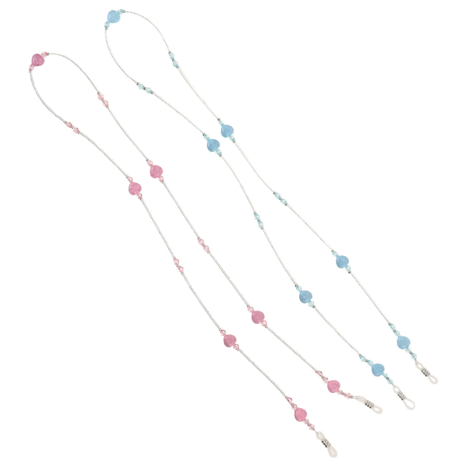 2pcs Beaded Eyeglasses Chains  Heart Shaped Sunglasses Lanyard Necklace Glasses Chain Holder Strap Eyewear Retainer Lanyard Cord