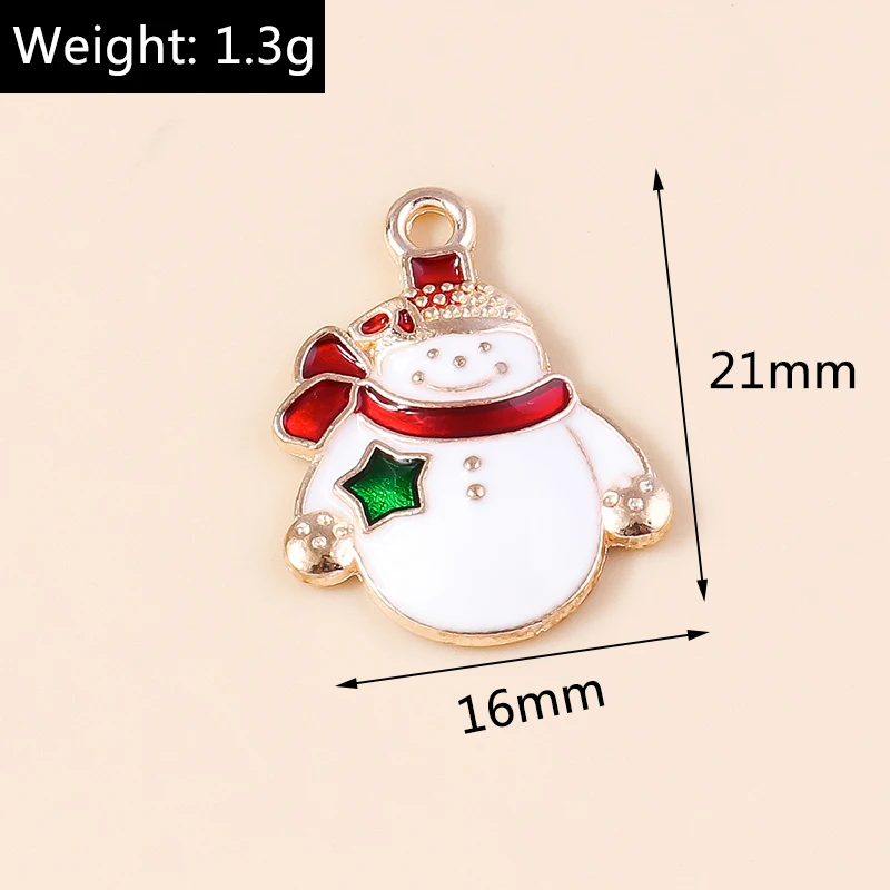10 stücke Emaille Weihnachten Charme Lebkuchen mann Schneeflocke Schneemann Santa Anhänger für DIY Halskette Ohrring Schmuck Herstellung Zubehör – Detail 12