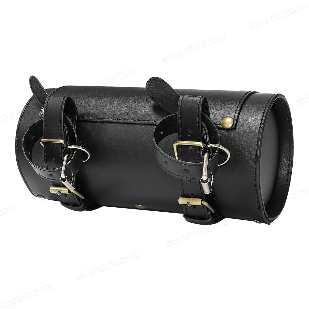 for honda Motorcycle Waterproof PU Leather Retro Cylinder Front and Rear Hanging Bag Tool Storage Bag Saddle Bag Outdoor Travel