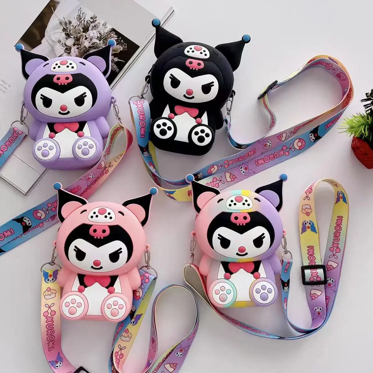 2024 New Sanrio Summer Cartoon Wallet Cute Kuromi Crossbody Bag Women's Phone Bag Children's Wallet Backpack