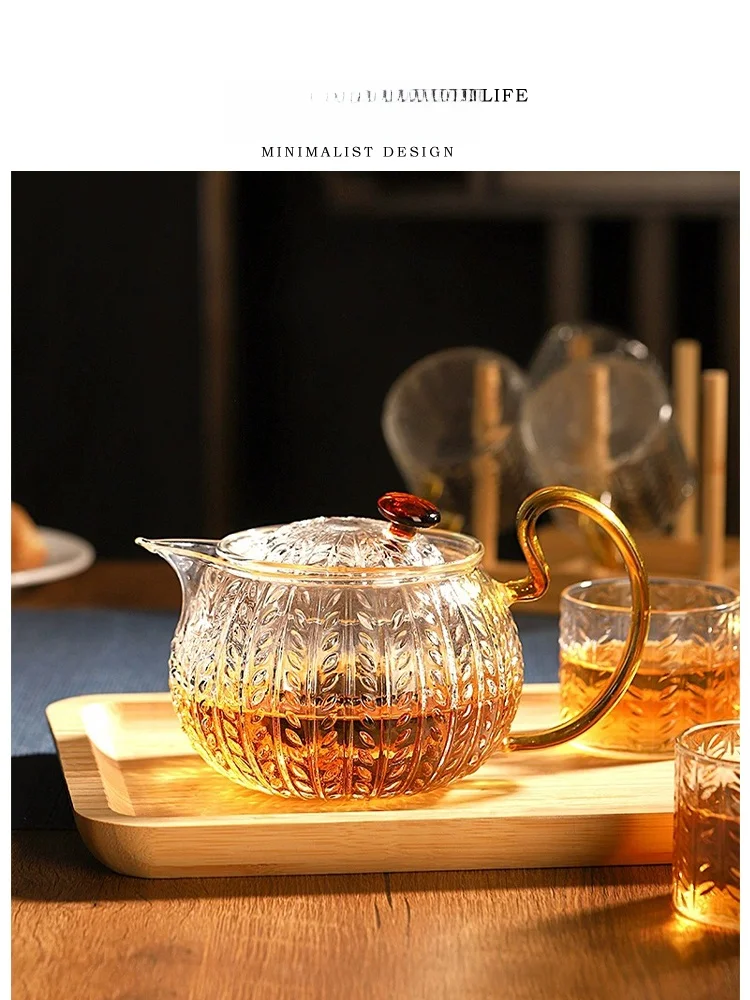 

Чайный набор Tlife из пшеничного стекла: чайник с ситечком для заваривания, для домашнего использования, прочный, термостойкий, в китайском стиле
