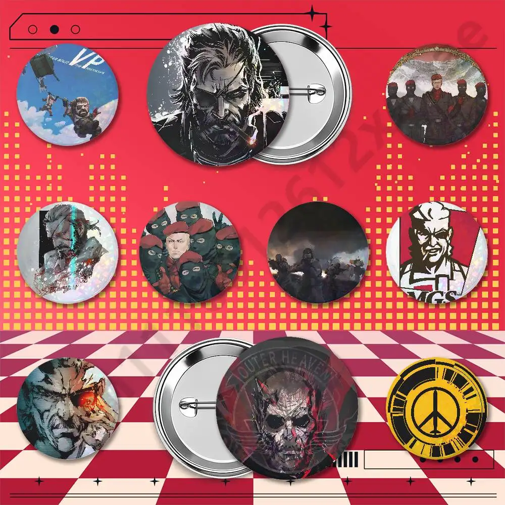 Metal Gear Holographic Badge Pins 25/32/44/58/75mm Round Anime Game Brooches Cosplay Fan Merch Bag Backpack Decoration Collectio