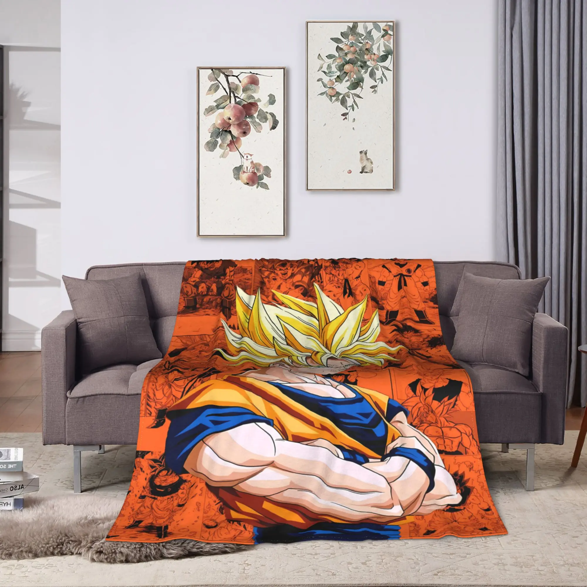 D-Dragon B-Ball 3D Japanese Anime Warm Blanket  Child Plush Throw Blanket Fashion Home Decor Flannel Bedspread Sofa Bed Cover