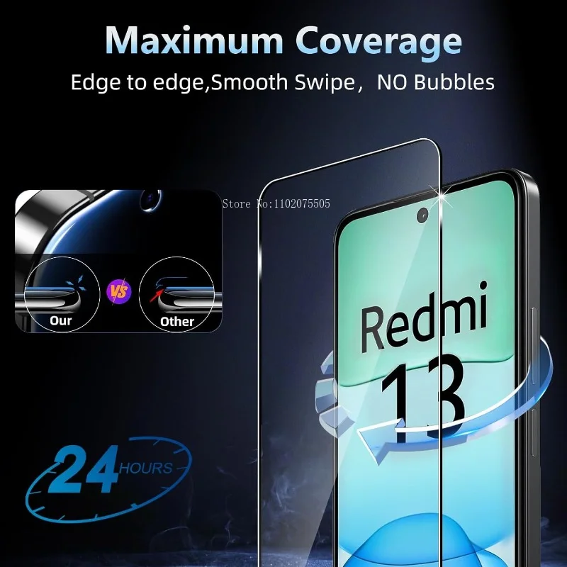 3Pcs Tempered Glass For Xiaomi Redmi 13 13C 12C 10C 9C 8 HD Screen Protector For Redmi Note 13 12 11 Pro 5G 13 12S 11S 10S 9S