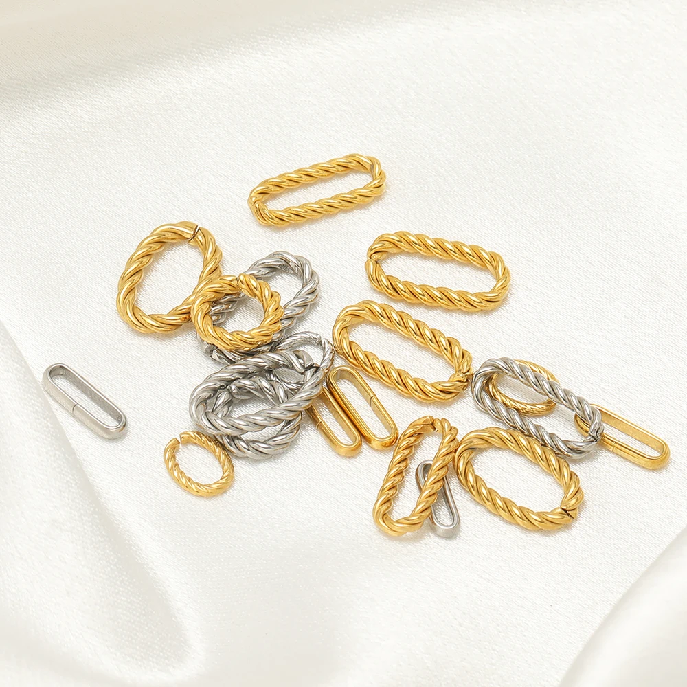 20 Stück Edelstahl Offene Ringe mit Ovaler Textur, Charms für DIY-Schmuckherstellung, Halsketten-Anhänger, Verbindungsstücke, Ohrringe – Detail 5