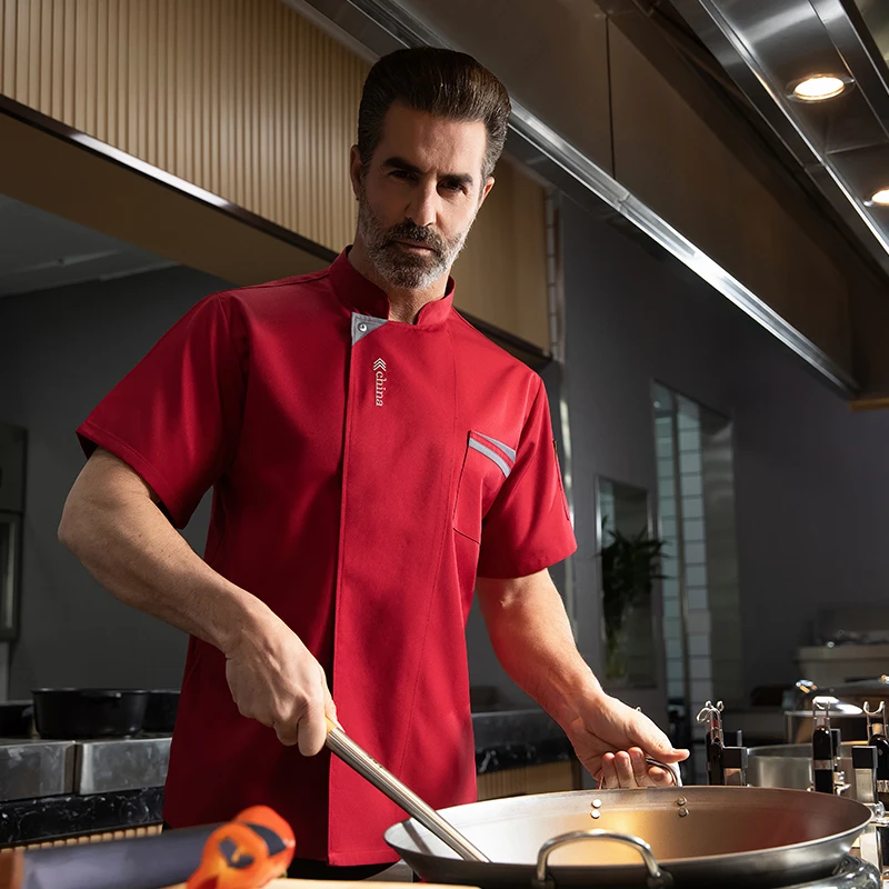 Catering Costume Short Sleeve Chef's Coat Restaurant Uniform Cook Jacket Pastry Chef Kitchen Work Shirt