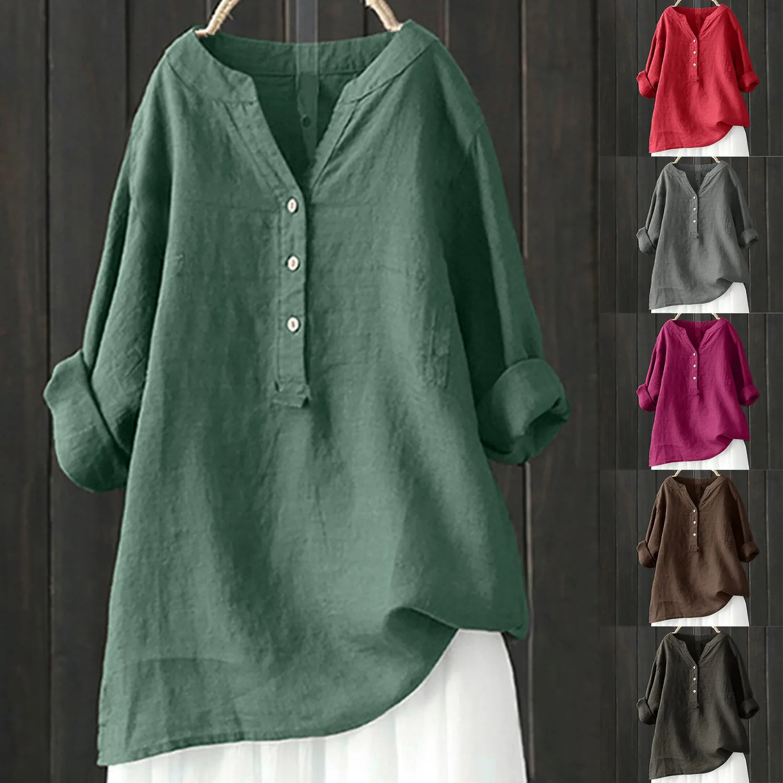 Plus Size 5XL Casual Loose Cotton Linen Blouse Shirt Women Long Sleeved Oversize Blouse Vintage Loose Blusas Spring Summer 2023