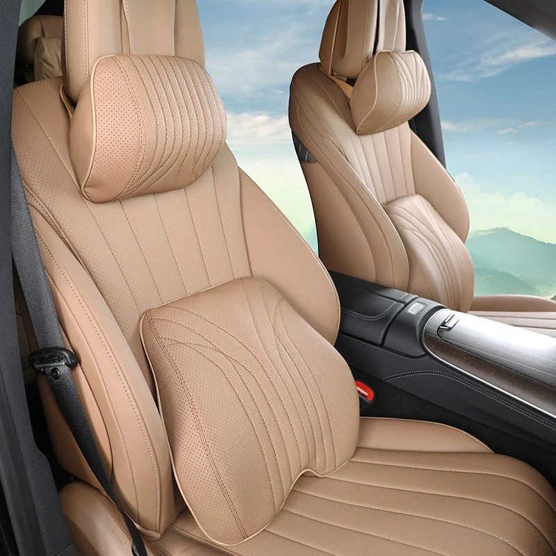 

Автомобильная подушка для шеи, поясничная поддержка, подушка для Mercedes Benz E Class 2024, W214, пена с эффектом памяти, дышащая кожаная подушка для автомобильного сиденья