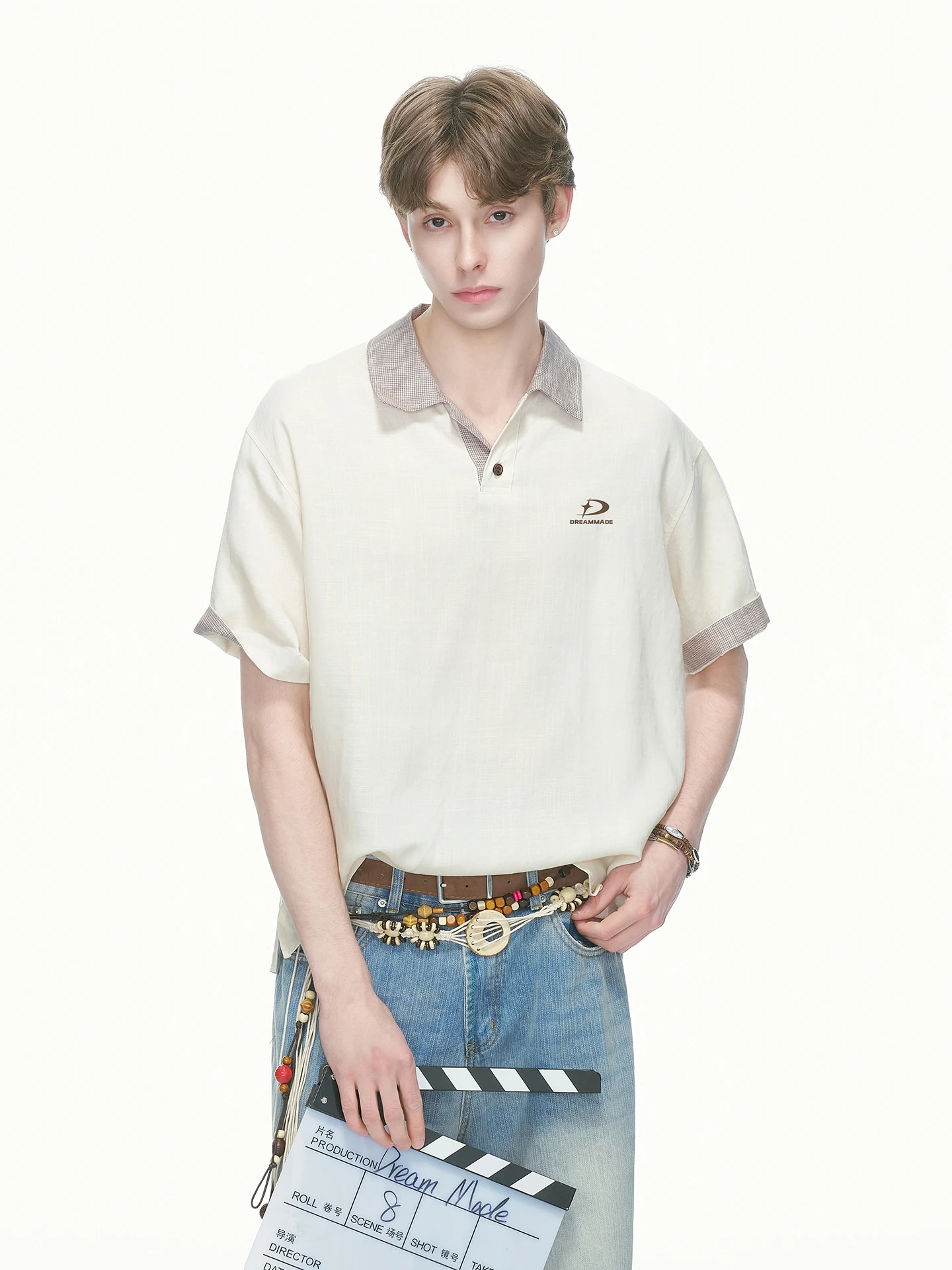 Dream Made Men's Summer Thin Linen  Shirt Short Sleeve T-Shirt Breathable Comfortable Youth Fashion Casual Commute Style