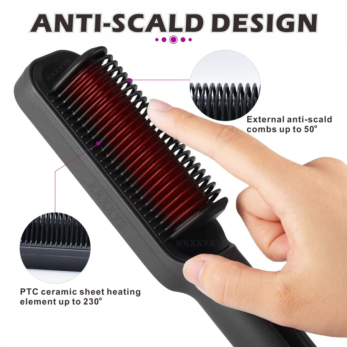 Rizador alisador de pelo 2 en 1, cepillo de cerámica de iones negativos con pantalla LCD, peine de peinado profesional para brillo sin Frizz