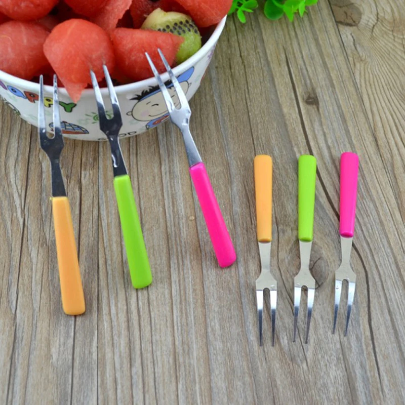 6Pcs Fruit Fork Stainless Steel Cake Dessert Forks Lovely Mini Fork Used For Cake Party Snail Fork Restaurant